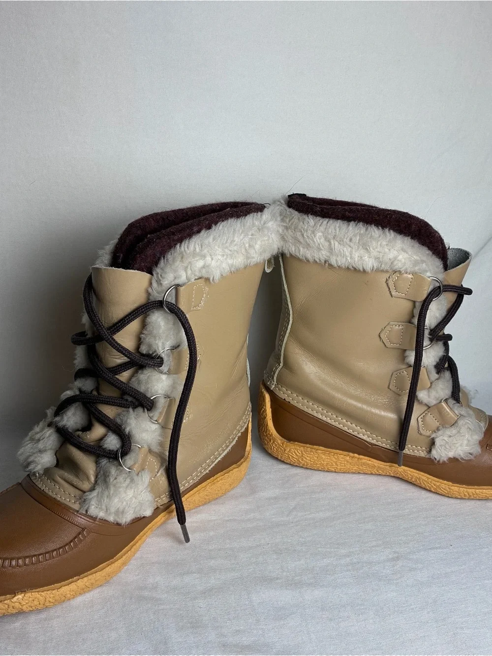 Vintage Sorel Nanook Kaufman Boots Leather Shearling Winter Duck Boots Womens 8